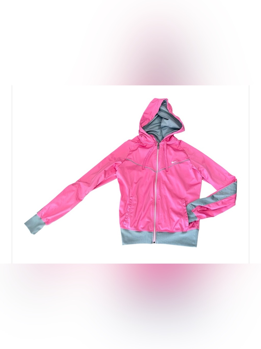 Nike The Athletic Dept Women’s M Pink Gray Hooded Full Zip Jacket